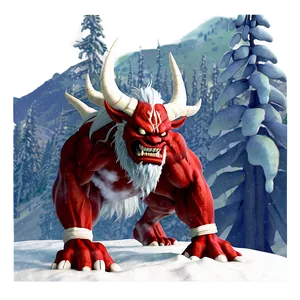 Oni In Snowy Landscape PNG 06122024