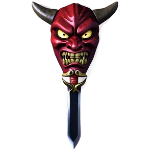 Oni Mask And Swords PNG 6