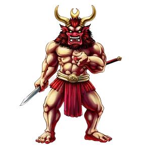 Oni With Japanese Castle Png Akk PNG image