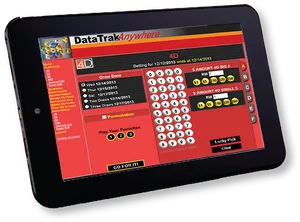 Online Lottery Betting Tablet Interface PNG image