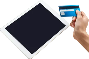 Online Payment Tablet Credit Card PNG image