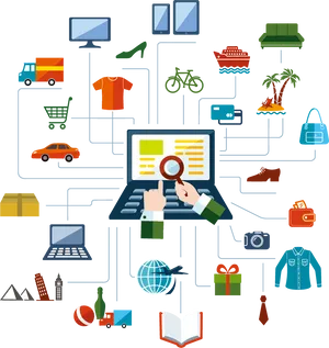 Online Shopping Ecosystem Illustration