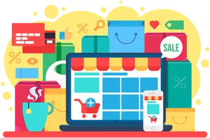 Online Shopping Elements Illustration
