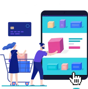 Online Shopping Experience Illustration PNG