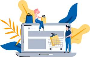Online Shopping Experience Illustration PNG image