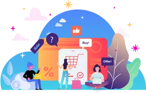Online Shopping Experience Illustration PNG