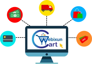 Online Shopping Process Illustration PNG