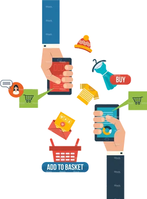 Online Shopping Process Illustration PNG image