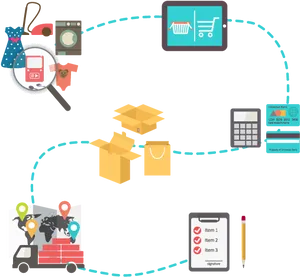 Online Shoppingand Delivery Process Infographic PNG image