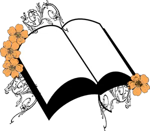 Open Biblewith Flowers Clipart PNG image