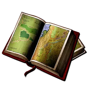 Open Book And Map PNG Evn15