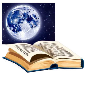 Open Book In Moonlight PNG Gka