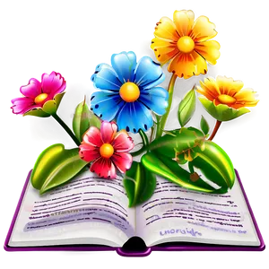 Open Book With Flowers Png Nqp53 PNG image