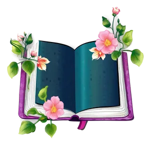 Open Book With Flowers Png Pps10 PNG image