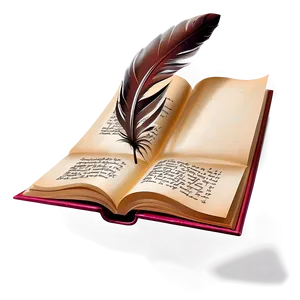 Open Book With Quill PNG 05232024