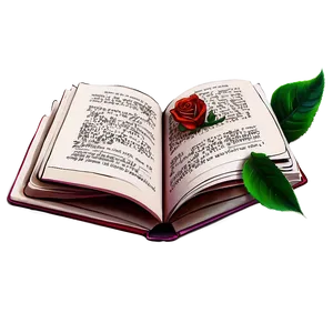 Open Book With Rose PNG 05232024