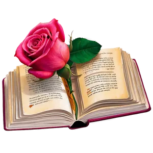 Open Book With Rose PNG Coi49