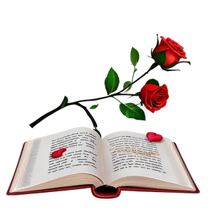 Open Book With Rose PNG Grq98