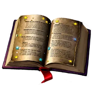 Open Book With Stars PNG Fib