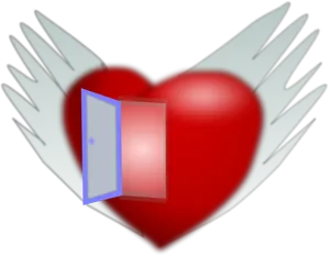 Open Door Heartwith Wings PNG image