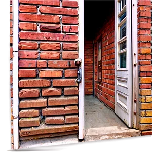 Open Door In Brick Wall PNG Upb