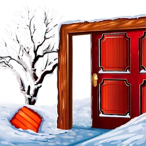 Open Door In Winter Scene PNG 05242024