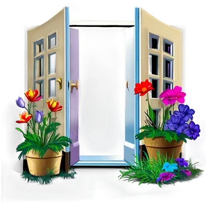 Open Door With Flowers PNG 05242024