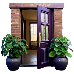 Open Door With Flowers PNG 20