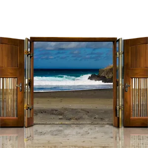 Open Door With Ocean View PNG 93