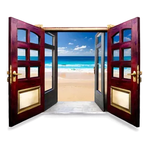 Open Door With Ocean View PNG Gnp