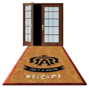 Open Door With Welcome Mat PNG Eig PNG