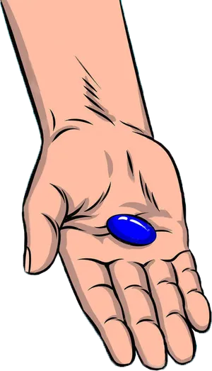 Open Hand With Blue Pill PNG