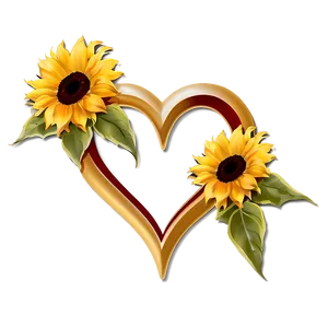 Open Heart With Sunflowers PNG 15