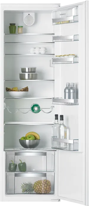 Open Single Door Refrigerator Contents PNG image