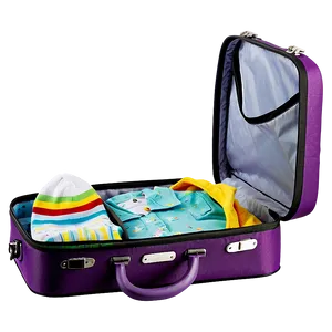 Open Suitcase With Baby Items PNG Tqo PNG