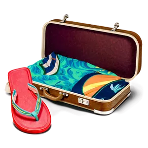 Open Suitcase With Beachwear PNG Dfk