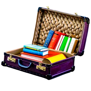 Open Suitcase With Books PNG 06212024