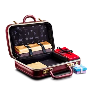 Open Suitcase With Gifts PNG Nmw