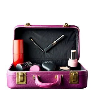 Open Suitcase With Makeup PNG Ngw
