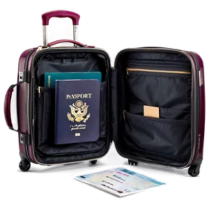 Open Suitcase With Passport Png 06212024 PNG image