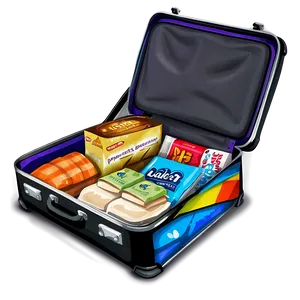 Open Suitcase With Snacks PNG 06212024