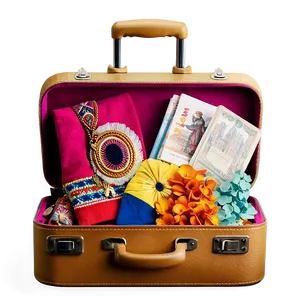 Open Suitcase With Souvenirs Png Knq84 PNG image