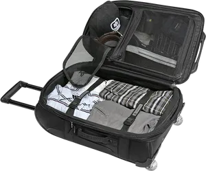 Open Travel Suitcasewith Clothesand Accessories PNG image