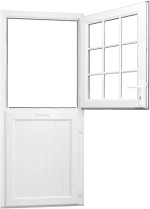 Open White Doorwith Window PNG image