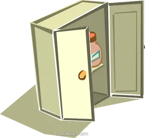 Open Wooden Cupboard Cartoon PNG image