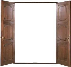 Open Wooden Double Doors PNG image