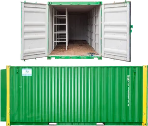 Openand Closed Shipping Containers PNG image