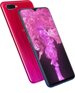 Oppo Red Smartphone Displayand Back PNG image