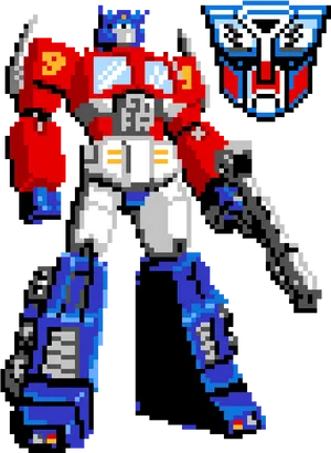 Optimus Prime Pixel Art PNG image