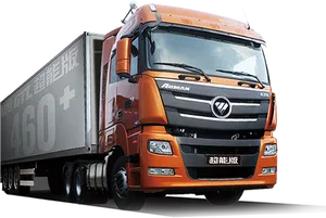 Orange Auman C T L Truck PNG image